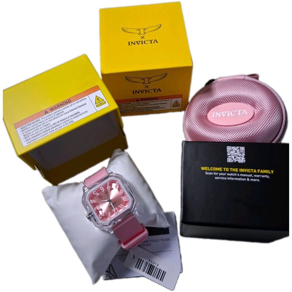 NIB Invicta Celestial Scalenon 70319 Watch - Pink 39mm Clear Square Case